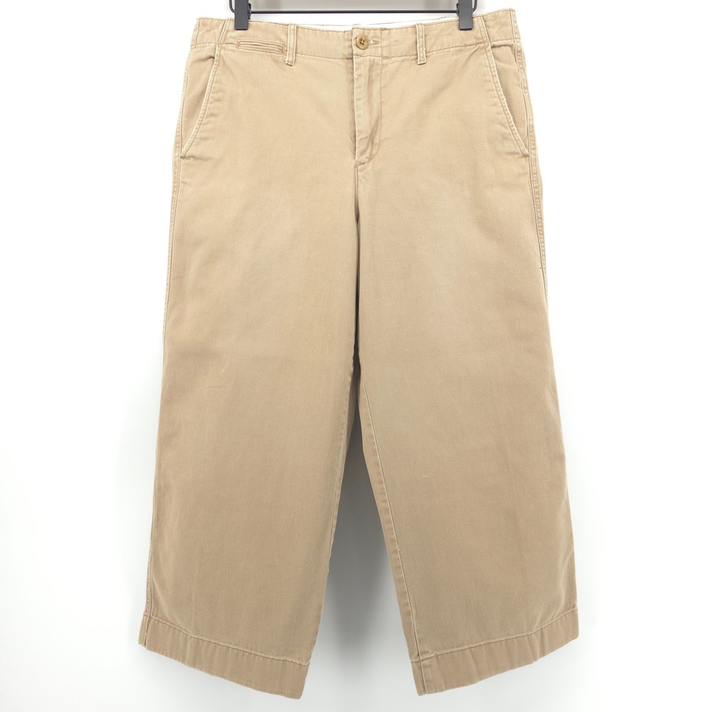 Polo Ralph Lauren Womens Pants Boy Crop Chino 8 Tan Wide Leg Preppy